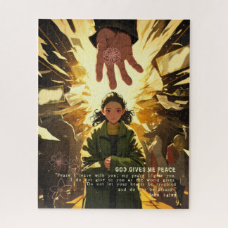 God Gives Me Peace - Christian Vintage Retro Anime Puzzle