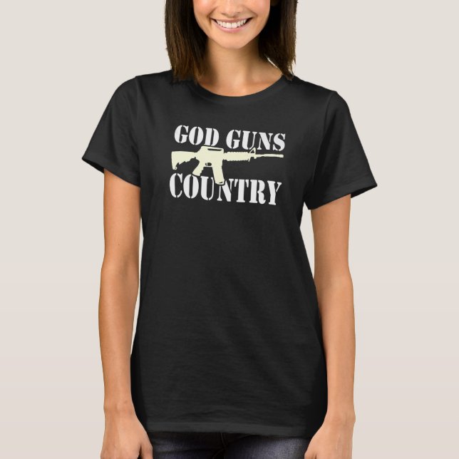 God Guns Country With Gun American Flag Patriotic  T-Shirt (Vorderseite)