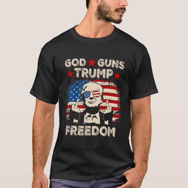 God Guns Trump Freedom Republican Conservative Vin T-Shirt (Vorderseite)