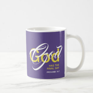 GOD HAT DIE LETZTE SAY Monogram Scripture Lila Kaffeetasse