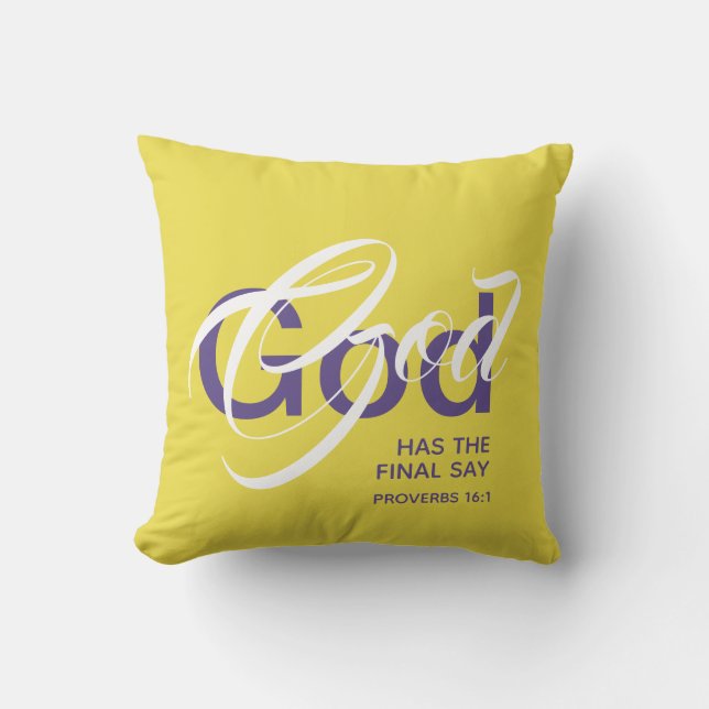 GOD HAT DIE LETZTE SAY Monogram Scripture Yellow Kissen (Vorderseite)