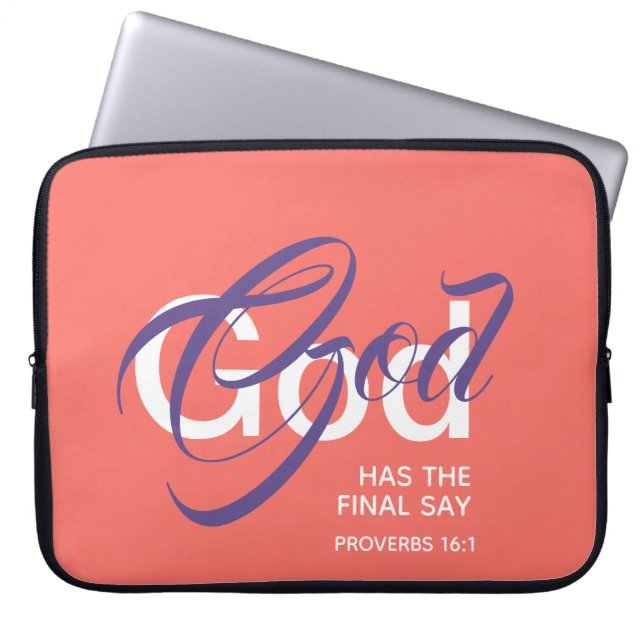 GOD HAT ENDLICH SAY Monogram Scripture Coral Laptopschutzhülle (Vorderseite)