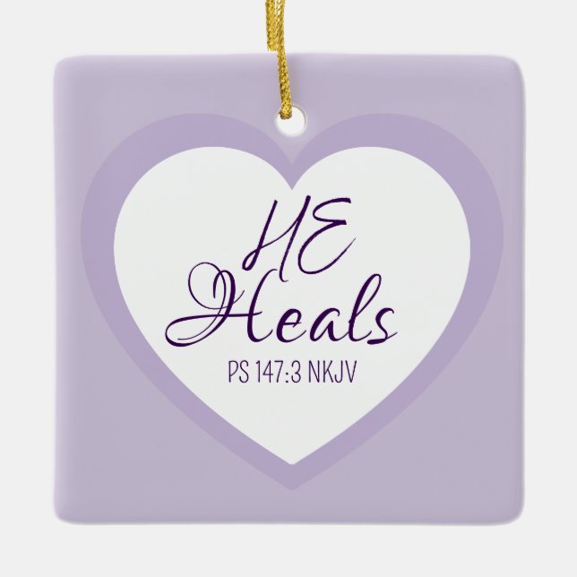 God Heals the Brokenhearted Light Purple Comfort Keramikornament (Vorderseite)