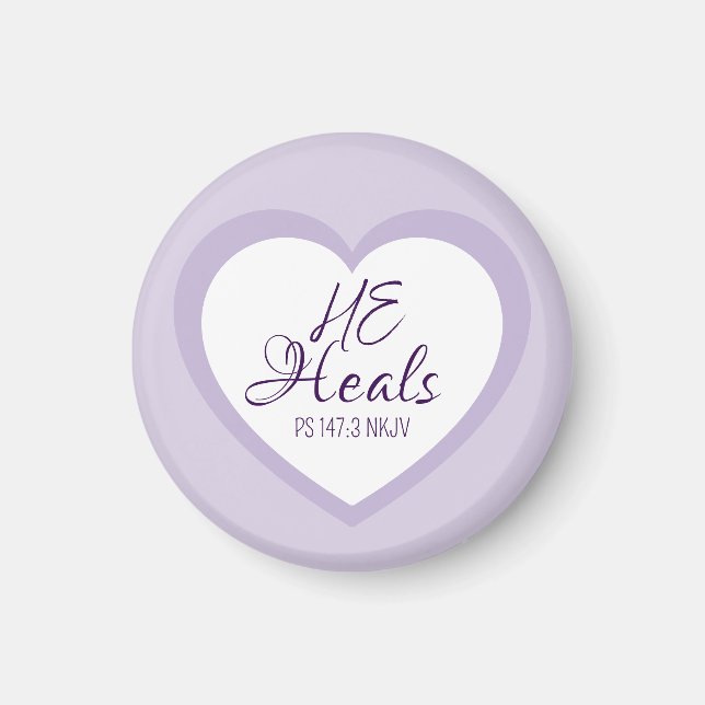 God Heals the Brokenhearted Light Purple Comfort Magnet (Vorne)