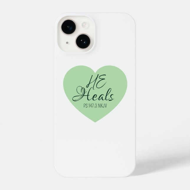 God Heals the Brokenhearted Soft Green Encouraging iPhone Hülle (Rückseite)