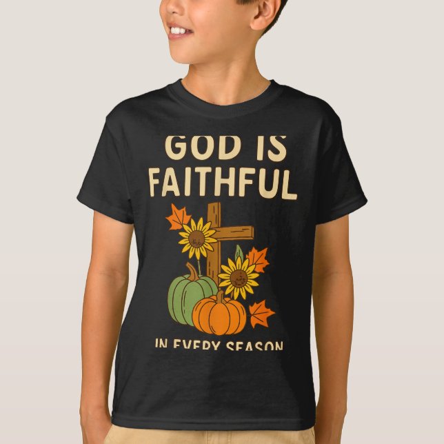 God Is Faithful Fall Christian Bible Verse Pumpkin T-Shirt (Vorderseite)