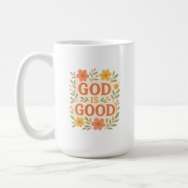 God Is Good Floral Christian Faith Quote Kaffeetasse (Links)