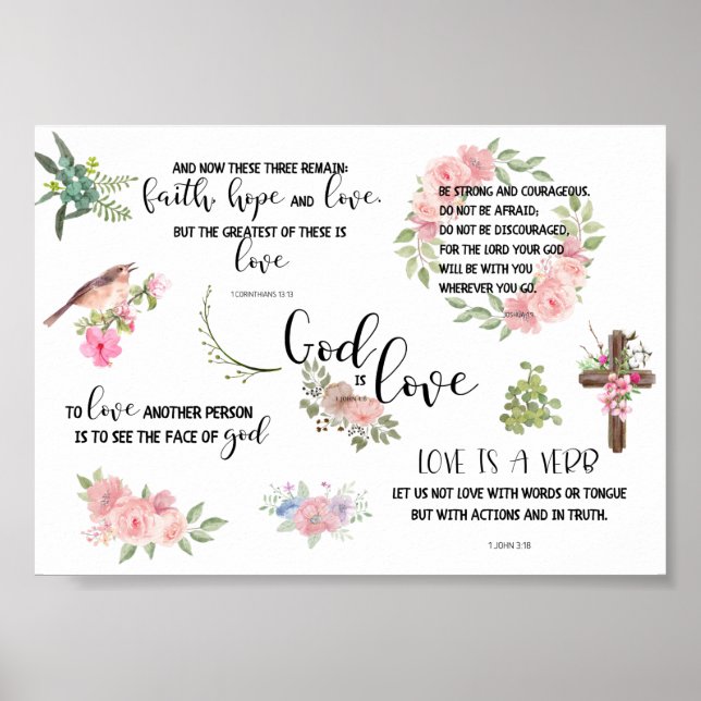 God is Love Bible Verse Inspirational Phrases Poster (Vorne)