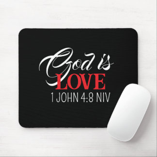 God is Love Black and Red Bible Verse Faith Mousepad