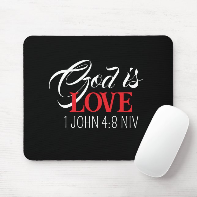 God is Love Black and Red Bible Verse Faith Mousepad (Mit Mouse)