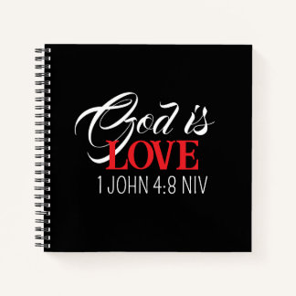 God is Love Black and Red Bible Verses Faith Name Notizbuch