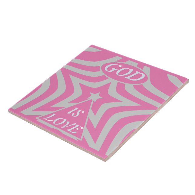 "God Is Love" Pastel Pink & Gray Star Nursery Art  Fliese (Seite)