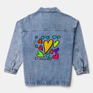 God is Love with Hearts Jeansjacke
