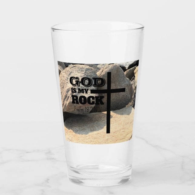God is My Rock Bible Verse Black Cross Christian Glas (Vorderseite)