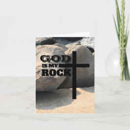 God is My Rock Bible Verse Black Cross Christian Karte