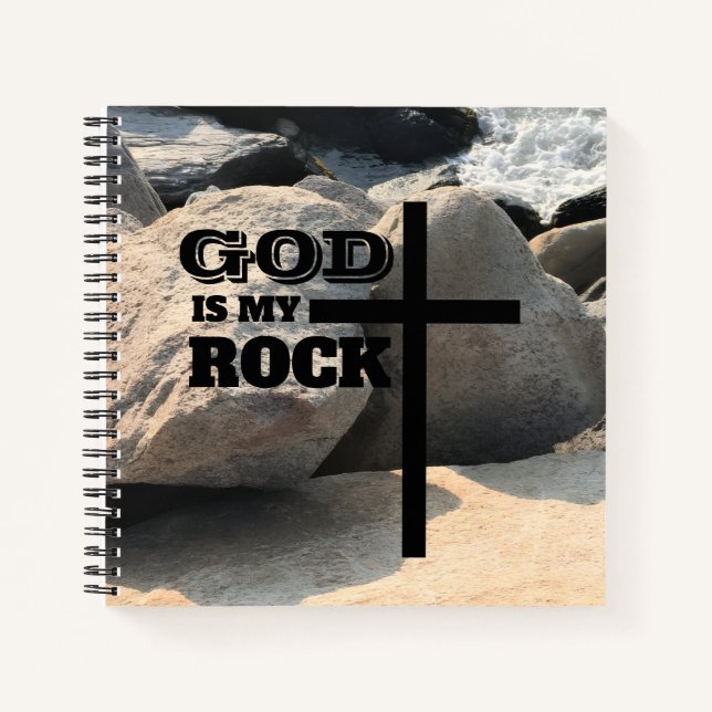 God is My Rock Bible Verse Black Cross Christian Notizbuch (Vorderseite)