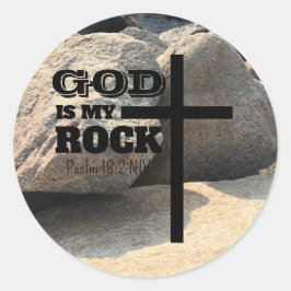 God is My Rock Bible Verse Black Cross Christian Runder Aufkleber