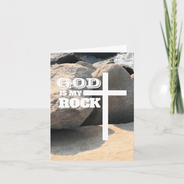 God is My Rock Bible Verse White Cross Christian Karte (Vorderseite)