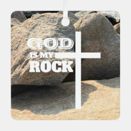 God is My Rock Bible Verse White Cross Christian Ornament Aus Metall