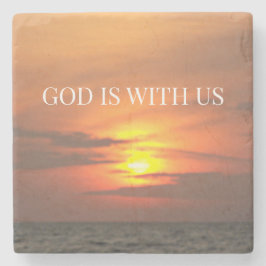 "God Is With Us Sunrise Minimalist Design" Steinuntersetzer