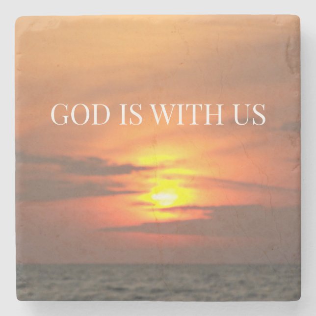 "God Is With Us Sunrise Minimalist Design" Steinuntersetzer (Vorderseite)
