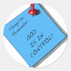 GOD IST IN KONTROLLE MEMO RUNDER AUFKLEBER