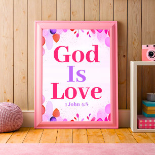God ist Liebe Boho Christliche Teenagerin Wandkuns Poster