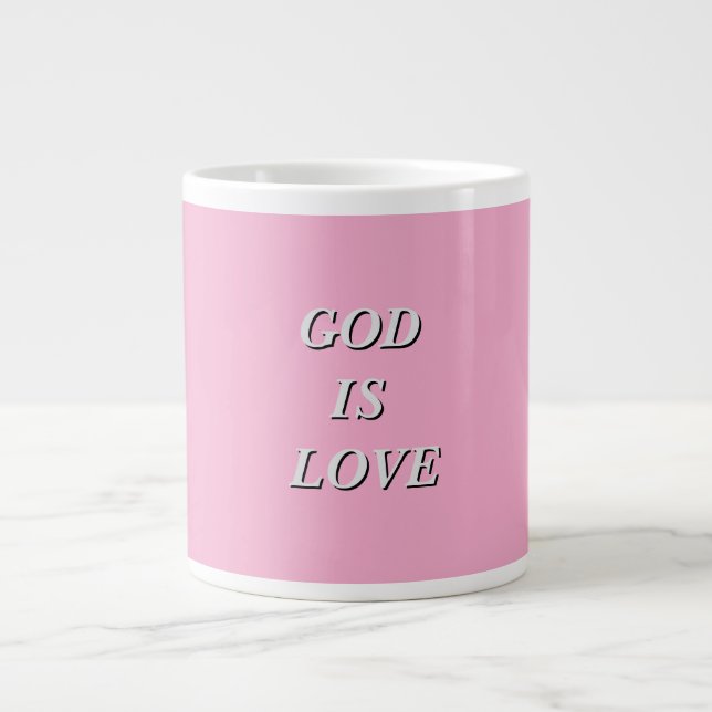 GOD IST LIEBE Soft Pink Jumbo-Tasse (Vorderseite)