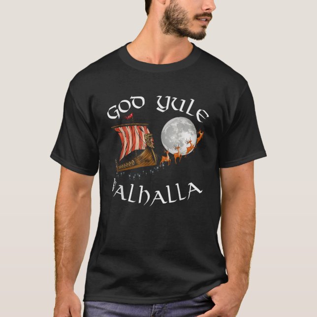 God J l Good Yule Christmas Viking Ship With Reind T-Shirt (Vorderseite)