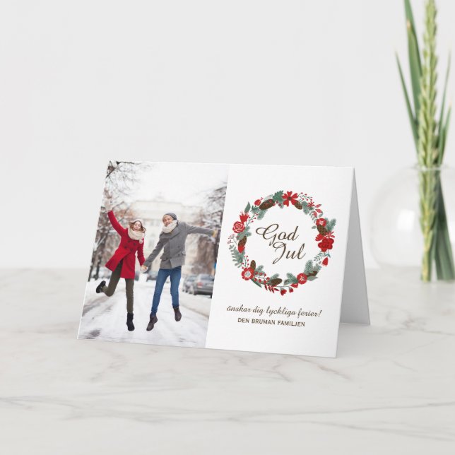 God Jul Foto Grußkarte Feiertagskarte (Vorderseite)