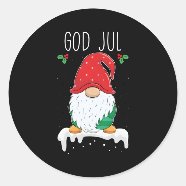 God Jul Gnome Swedish Tomte Gnome skandinavisch Runder Aufkleber (Vorderseite)