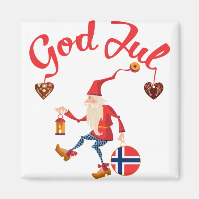 God jul norwegian fröhliche Weihnachten Norway tom Magnet (Vorne)