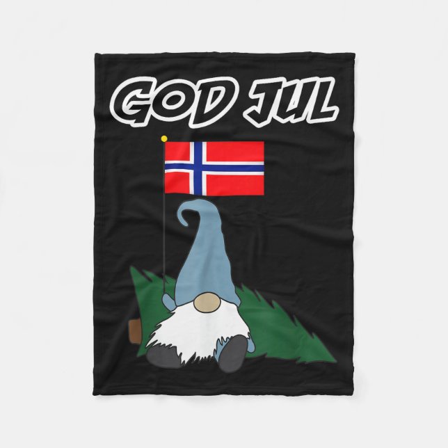 God Jul Norwegian Gnome Merry Christmas Norway Tee Fleecedecke (Vorderseite)
