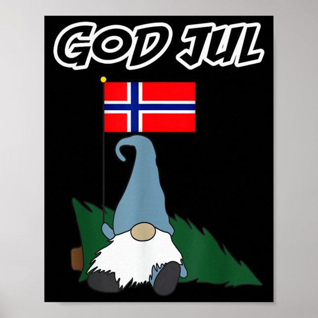 God Jul Norwegian Gnome Merry Christmas Norway Tee Poster (Vorne)
