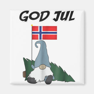 God jul Norwegian gnome t fröhliche Weihnachten no Magnet