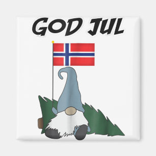God jul Norwegian gnome to fröhliche christmas no Magnet