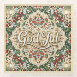 God Jul Norwegian Norway Christmas Glass Coaster Glasuntersetzer