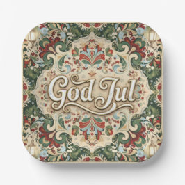 God Jul Norwegian Norway Christmas Paper Cups Pappteller