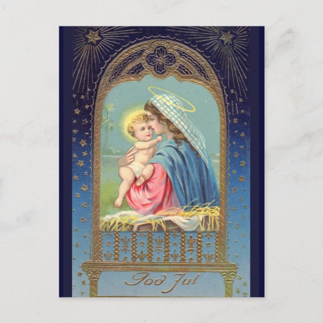 "God Jul" Schwedisches Vintag Postkarte (Vorderseite)