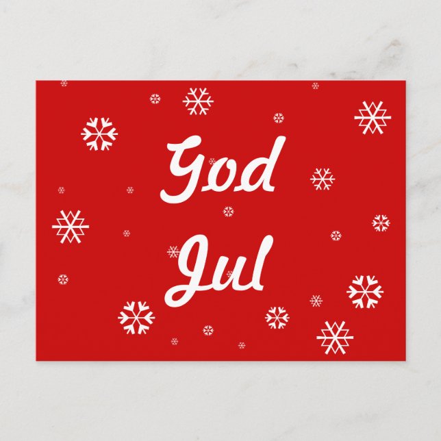 God Jul Snowflakes Postkarte (Vorderseite)