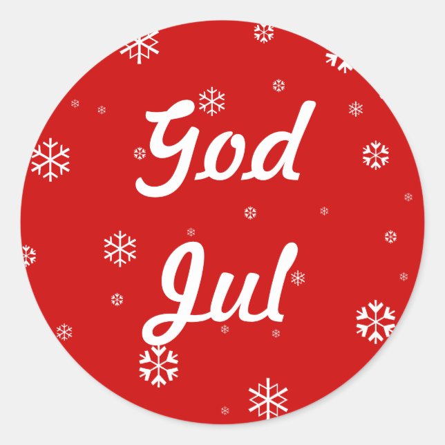 God Jul Snowflakes Runder Aufkleber (Vorderseite)