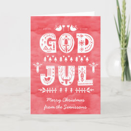 God Jul Swedish Christmas Card Scandi Style Script Feiertagskarte