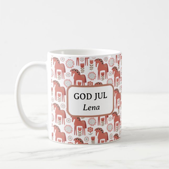God Jul Swedish Christmas Dala Horse Kaffeetasse (Links)