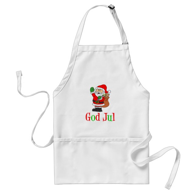 God Jul Swedish Christmas Santa Adult Schürze (Vorne)