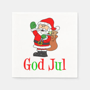 God Jul Swedish Christmas Santa Napkins Serviette