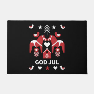 God Jul Swedish Folk Art Fußmatte
