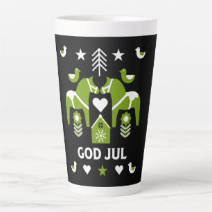 God Jul Swedish Folk Art Latte Tasse