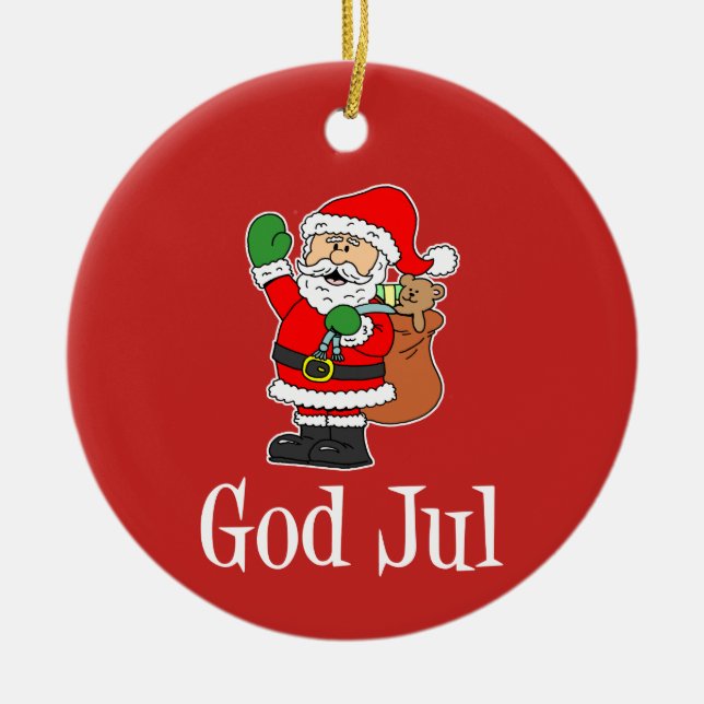 God Jul Swedish Santa Ornament (Vorne)