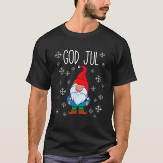 God Jul Swedish Tomte Gnome Scandinavian Merry Chr T-Shirt