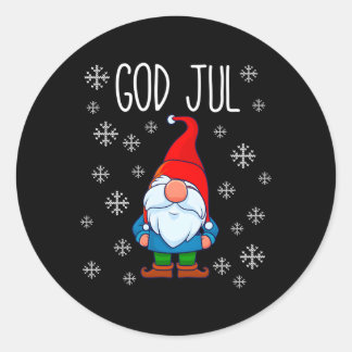 God Jul Swedish Tomte Gnome Scandinavian Merry Runder Aufkleber